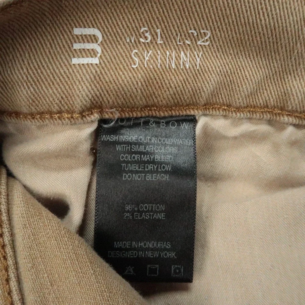 Mott & Bow Jeans Mens 31x32 Beige Skinny 5 Pocket Stretch Denim *